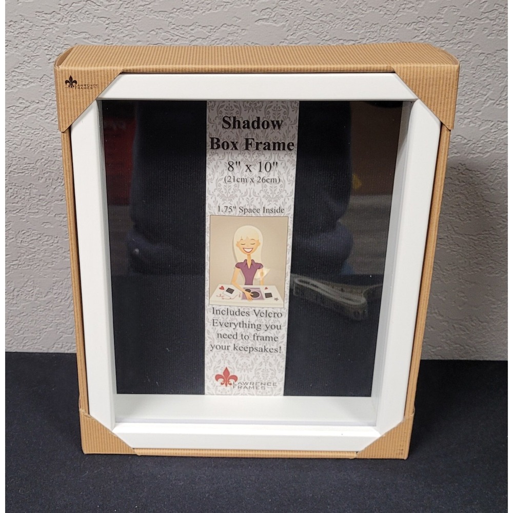Lawrence Frames 790280 White Wood Shadow Box Picture Frame 8 by 10-Inch